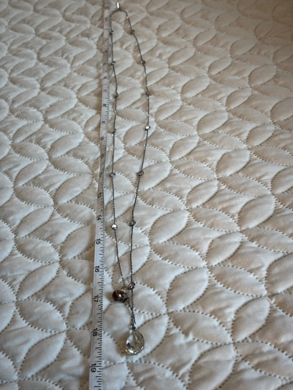 Vantel Pearls .925 Silver Necklace w/Crystal Accents & Purple Freshwater Pearl